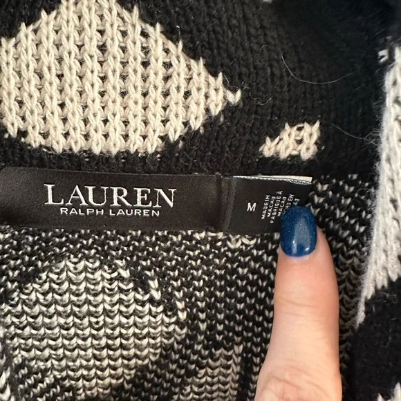 Ralph Lauren Black and White Patterned Cardigan - Picture 2 of 4